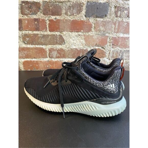 Adidas Alpha Bounce Black/Leopard Athletic Shoes Womens Size 7 CLU 600001 - Picture 2 of 13
